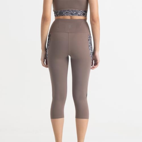 Image of HUNNIT Ankle Length Leggings for Women | High Rise Leggings for Gym | Sweat Wicking Fabric | Squat Proof Workout Leggings | Spandex Leggings | No Camel Toe | Floral Design
