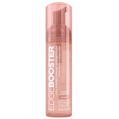 Style Factor EDGE BOOSTER Extra Strength Setting Mousse Travel Size – Frizz Control, Extra Volume, and Conditioning – 2.5oz Morganite Mousse for Curly Hair