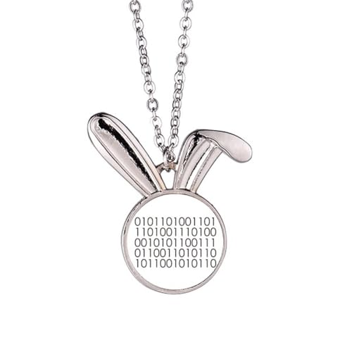 Collier pendentif lapin et système binaire pour passionné informatique