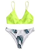 ZAFUL Damen Bikini Set Zweiteilig Badenanzug mit Spaghettitr ger Einfarbiges Bademode Bikinis