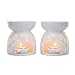 Produktbild Comsaf Keramik Duftlampe Teelicht, Aromalampe mit Kerzenhalter, Mini Teelichthalter Öl Brenner, Aroma Diffuser Räucher Zubehör für Duftöl / ätherische(Blumenmuster, 2er Set)