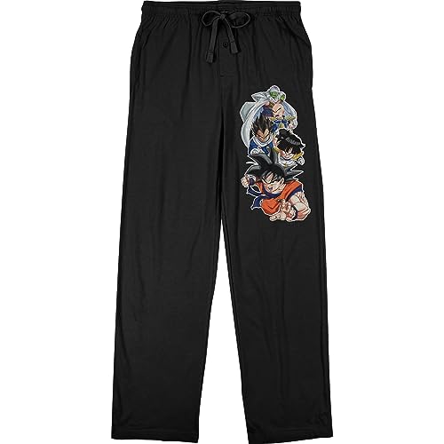 Bioworld Dragonball Z Piccolo, Krillin, Vegeta, Gohan, and Goku Men's Black Sleep Pants