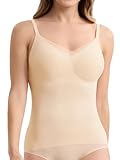 GXOULRRA V Lace Wireless Camisole Tank Tops for Women Seamless Spaghetti Straps Camis Beige, M