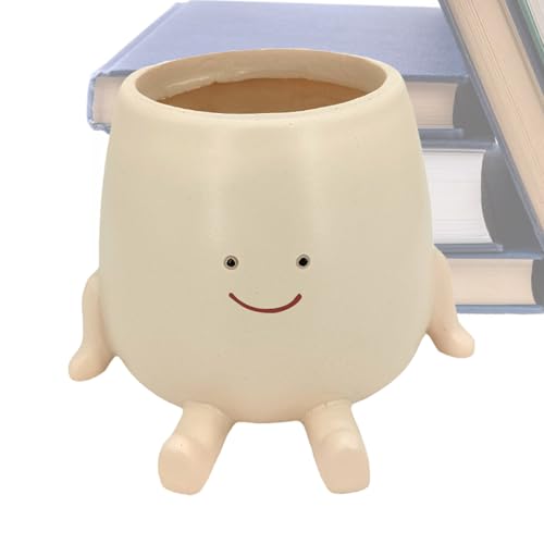 Fioriera a forma di testa – Vaso seduto in resina, stile viso, pianta creativa con look moderno per decorazioni da giardino, scrivania per piantare, regali per gli amanti delle piante, costruzione