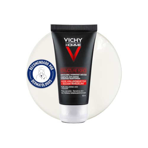 Vichy Crema Facial Para Hombre, Tratamiento Antiedad Todo en Uno, Reduce las Arrugas y la Flacidez, Hidratación Profunda y Duradera, Structure Force, 50 ml