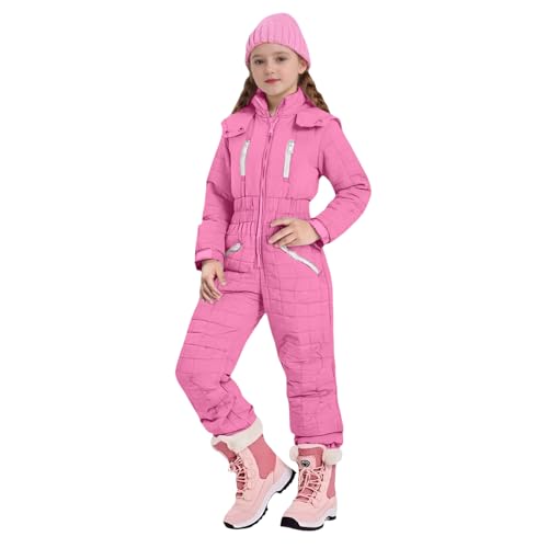 Lista de Ropa impermeable y de nieve para Niña - los preferidos. 45 Traje de nieve para niños y niñas, con capucha, impermeable, aislado, traje de esquí de una pieza, ropa de nieve para niños (rosa, 9-10 años)