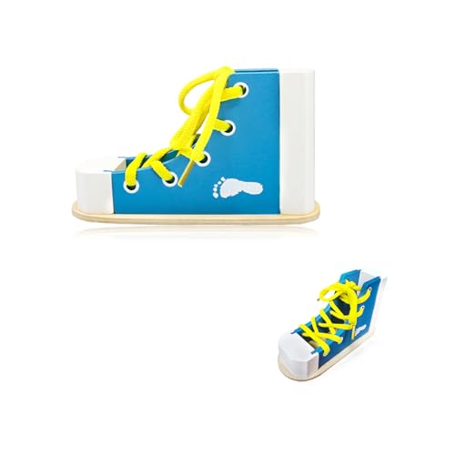 Shoe Tying Practice Board for Kids, 6-inch Wooden Lacing Toy