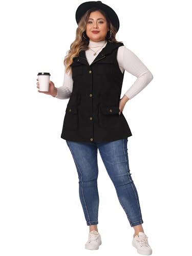 Agnes Orinda Plus Size Anorak Utility Vest for Women Drawstring Lightweight Sleeveless Cargo Hooded Jackets3