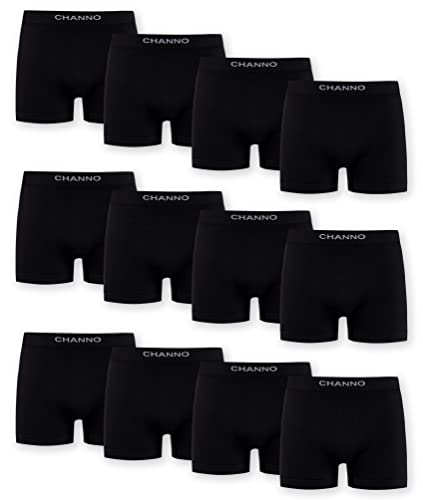 Channo Bokserki męskie, bezszwowa, designerska bielizna, dopasowana, miękka i wygodna konstrukcja, Opakowanie 12, czarny, 4XL