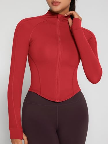 Image of GYM RAINBOW Womens Snatched Workout Jackets Lightweight Zip Up Slim Fit Gym Track Athletic Jackets with Thumb Holes