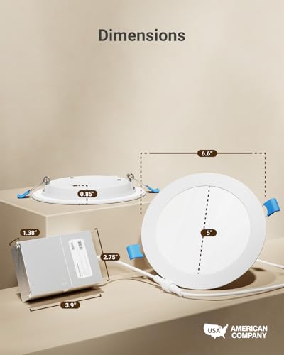 Image of Sunco Recessed Lighting 6 Inch LED, Canless Ceiling Lights Slim with Junction Box, 1200 LM, 14W (100W Equivalent), 5000K Daylight, Dimmable, Wafer Thin, 50000 Lifetime Hours ETL 2 Pack