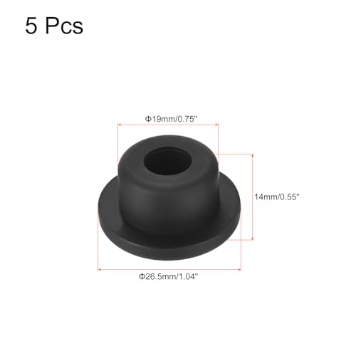 Image of uxcell High Temp Silicone Plug Mount Dia 19mm /0.75 inch t Shaped Rubber Stopper Hole Plugs for Powder Coating Plating Waterproof Plugs Sealing Plugs Black Pack of 5(OD 26.5mm)