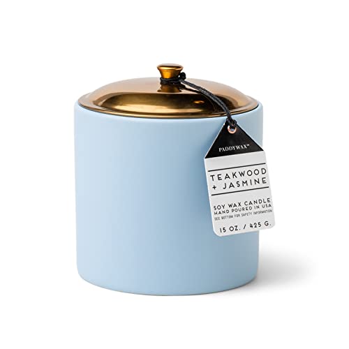 Paddywax Hygge Artisan Hand-Poured Scented Candle, 15-Ounce, Teakwood + Jasmine #TOP15