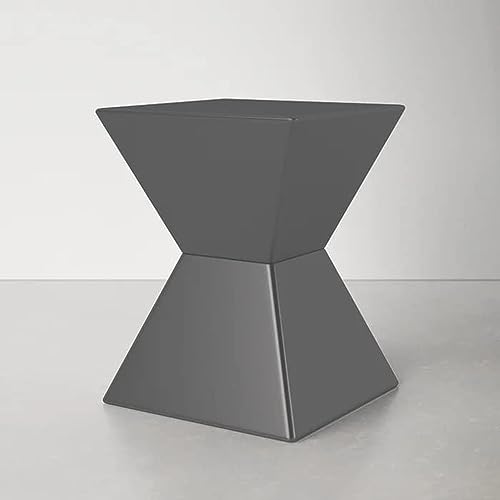 Image of Wooden Block Accent Side Table in Antique Wooden Design, Fully Assembled, End, Bedside Table and Nightstand, for The Living Room and Bedroom-Grey