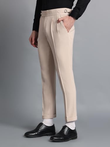 Image of Gurkha Pants for Men | Trouser for Men | Formal Pant | Double Button | Regular Fit Trouser High Waist Pleated Casual Trousers | Straight Leg Pants for Office Smart Casual Travel Party