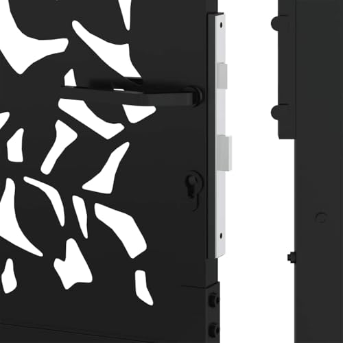 Miniatura 5 de Vidaxl Puerta De Jardín Diseño Hoja De Acero Negra 100x100 Cm, Puerta De Cerca, Puerta Exterior, Puerta De Metal, Puerta De Seguridad