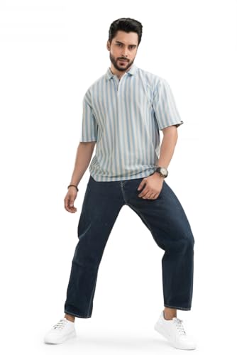 Image of Imperial Striped Off Shoulder Polo T-Shirt