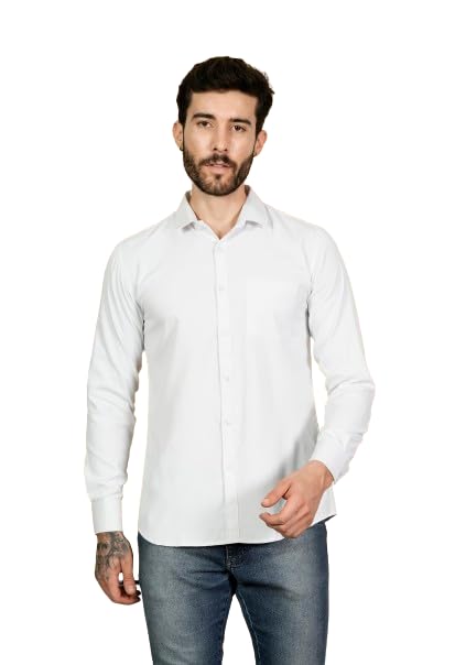 Casual Cotton Blend Printed Full Sleeve Shirt for Men-White-picture-27
