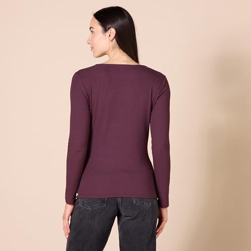 Amazon Essentials Women's Cinched V-Neck Long Sleeve Slim-Fit Rib-Knit T-Shirt, Pack of 23