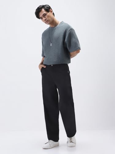 Image of Urbano Fashion Men's Loose Baggy Fit Solid Chino Trousers Non-Stretchable