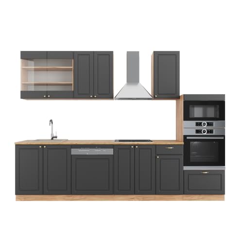 Vicco Cuisine Fame-Line, Anthracite Campagne/Chêne doré, 300cm