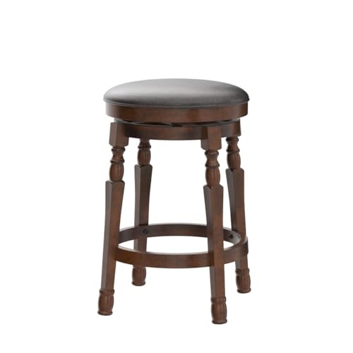 ERGOMASTER-Bar-Stools-Set-of-2-Swivel-Barstools-24-Inch-Counter-Height-Bar-Stools-Backless-Sturdy-Solid-Wood-Chairs-with-Soft-Faux-Leather-Seat-Easy-Assemble-for-Kitchen-Pub-Home-Cafe-Walnut ERGOMASTER Bar Stools Set of 2 Swivel Barstools 24 Inch Counter Height Bar Stools Backless Sturdy Solid Wood Chairs with Soft Faux Leather Seat Easy Assemble for Kitchen Pub Home Cafe Walnut