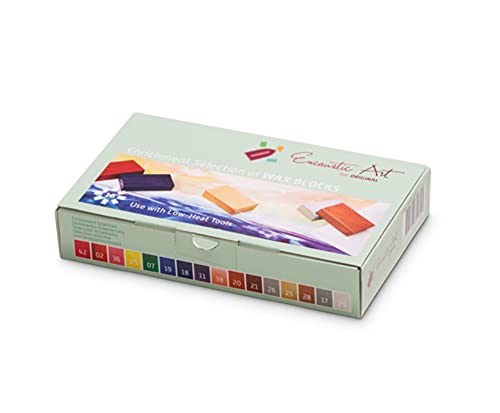 Encaustic Art The Original - Enrichment Selection Set Of 16 - Encaustic Wax Block Colors -Beeswax For Encaustic Art Supplies -Non-Toxic, Handcrafted In Germany #TOP1
