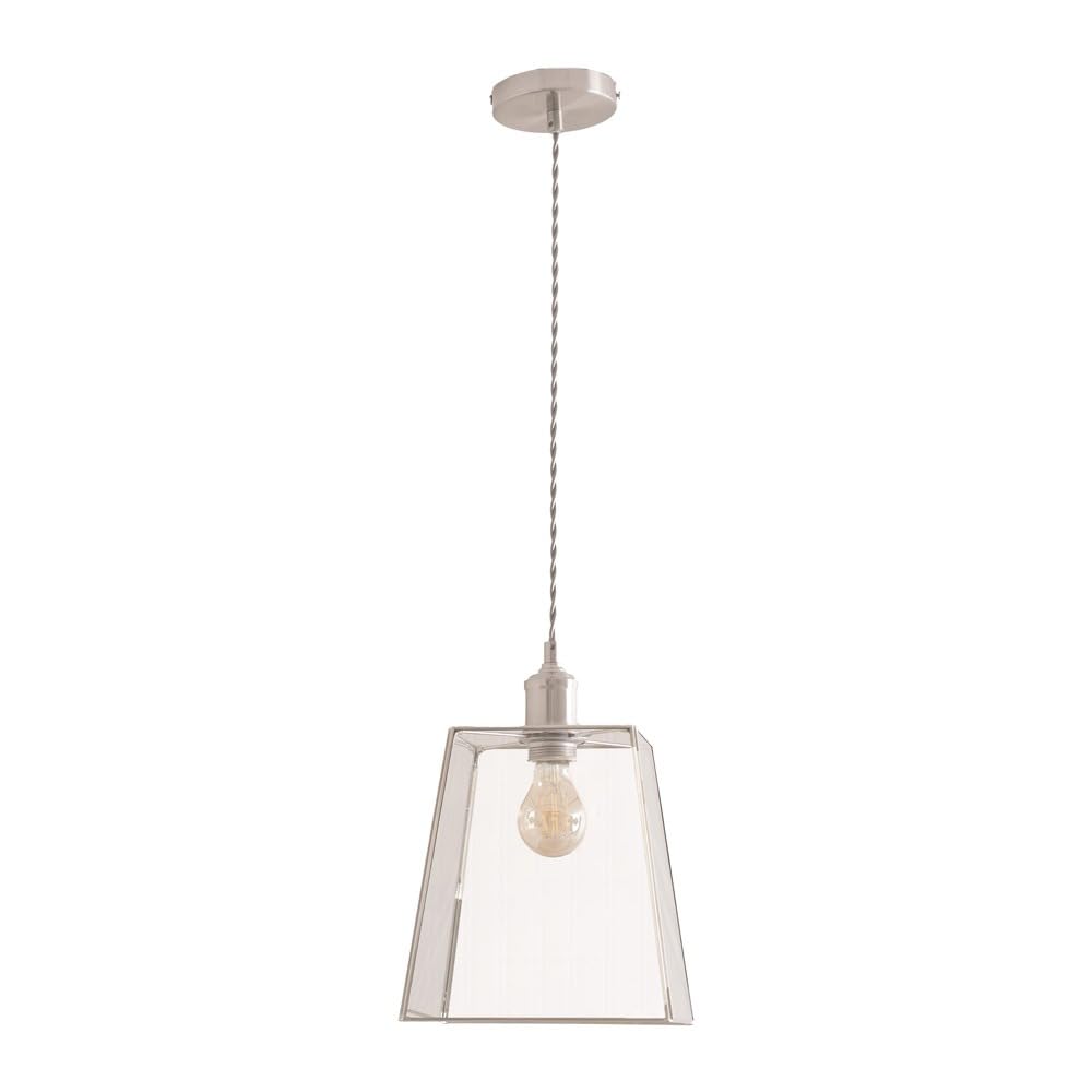Valuelights Silver | Susie Glass Lantern Brushed Chrome Single Ceiling Pendant Light With Led Bulb | Pendent Light, Home Décor & Improvement Essential | Included Led Bulb | Includes Full Wired Fitting