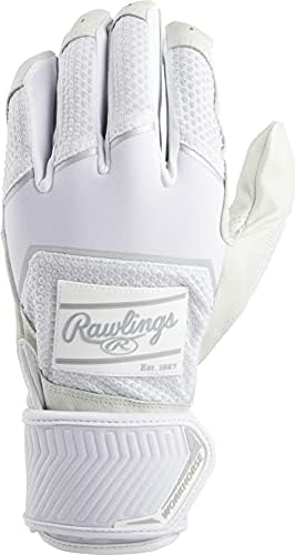 Rawlings | Workhorse Baseball Batting Gloves | Compression Strap | Adult Large | White