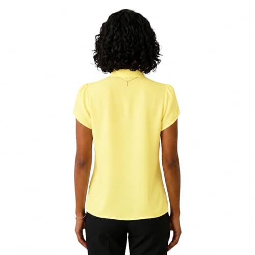 Image of Keiraa Polyester Women Blouse Half Sleeves Office Lady Shirt Women Regular Fit Tops, Lemon, Large