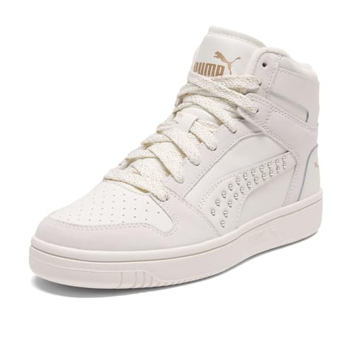 Image of PUMA Women's Rebound Layup Mid Shoes Warm White /Gold 10 Medium