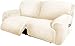Extra Ancho 190-254cm, Fundas de Sofá Reclinables de 2 Plazas, Funda de Sofá Reclinable Extra Ancha, Fundas de Sofá Reclinables Elásticas de Terciopelo de 6 Piezas con Bolsillo Lateral (Marfil)