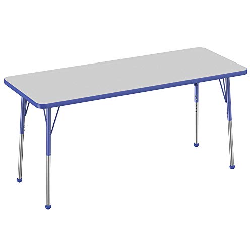 FDP 24" x 60" Rectangle Table with Ball Glide Legs - Gray/Blue, 10012-GYBL