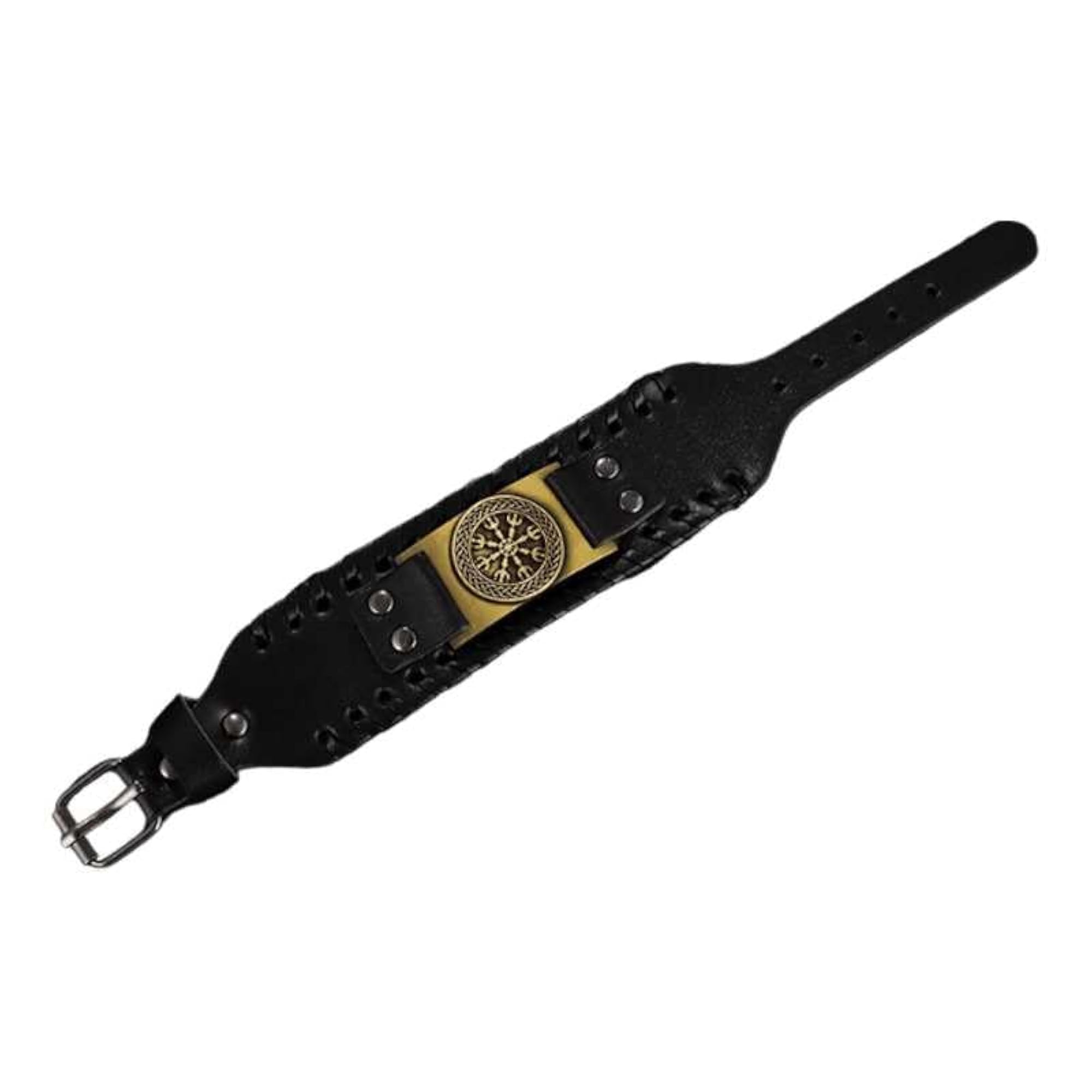 Viking Rune Leather Compass Bracelet for Men