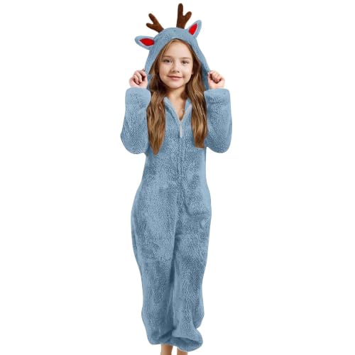 Toddler Kids Animal Onesie Christmas Fleece Hooded Zip One Piece Jumpsuit - image 5