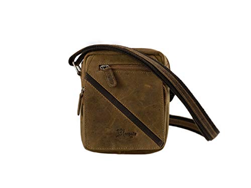 Morgado Leather Bolso bandolera pequeño hombre  piel vacuno engrasado.: Color natural