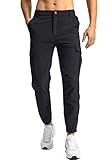 Pinkbomb Men's Hiking Cargo Pants with 7 Pockets Slim Fit Stretch Joggers Golf Cargo Work Pants for Men(Black,L)