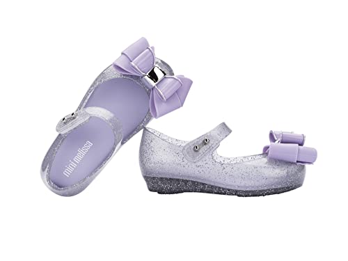 Melissa Mini Ultragirl Sweet Ix Mary Jane Flats For Babies & Toddlers - Comfortable & Cute Peep Toe Jelly Flat Shoes With Clear Sparkly Upper, Clear Glitter/Lilac, 7 #TOP5