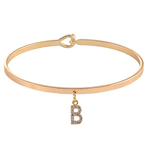Spinningdaisy Dangling Crystal Initial Charm Cuff Bracelet
