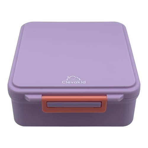 Image of Bento Mega Lunch Box, carrying handle - 4 No-Mix Compartments | Microwave & Dishwasher Safe | for Adult, Preschool, School 1600ML, OZ (Purple Light)