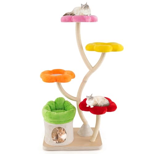 Torre para Gatos Tangkula 65 Pulgadas con Plataformas Florales miniatura 1