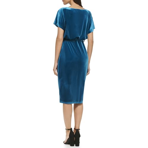 Image of Kensie Womens Short Sleeve Tie Waist Midi Dress