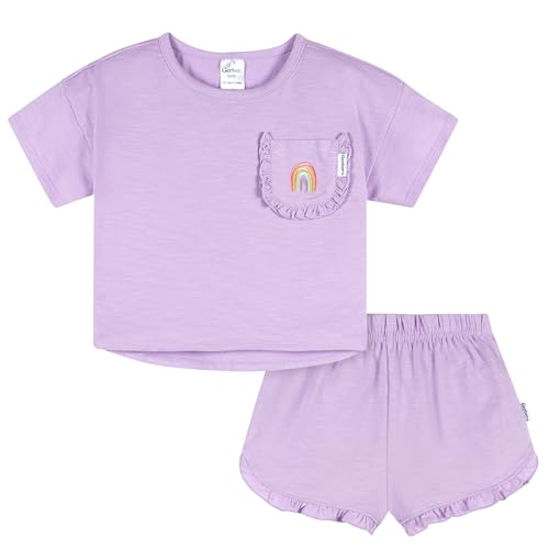 Gerber baby-girls' Shirt and Short Set, Lavander, 3T - image 1