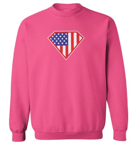 Haase Unlimited American Flag USA Superhero Badge Emblem Toddler Fleece Crewneck Sweater