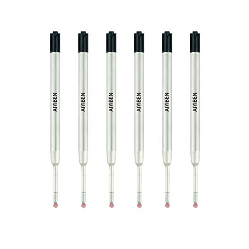 3.9'' ballpoint pen refill, replaced stylus and ballpoint pen metal refill, smooth writing ballpoint pen refill (black, 6 Pack)