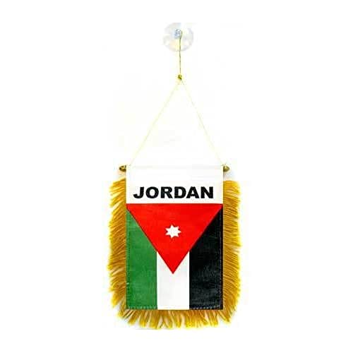 Image of AZ FLAG Jordan Mini Banner 6'' x 4'' - Jordanian Pennant 15 x 10 cm - Mini Banners 4x6 inch Suction Cup Hanger
