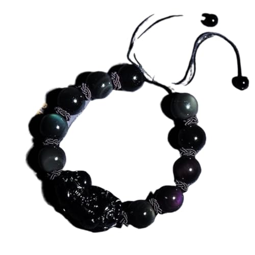Obsidienne Noire Pi Yao Richesse 12mm Bracelet Chakra Amulette Porte-Bonheur