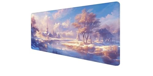 Alfombrilla ratón 900x400x3mm para PC portátil y tapete escritorio grande diseño río árbol D1