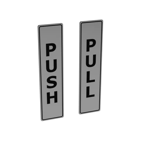 SILVER Push Pull Set Pair of Door Signs for businesses, restaurants, bars, hotels, schools, cafe. Tough 1.6 mm Thickness Material, Durable, Guaranteed not to Tear Cover