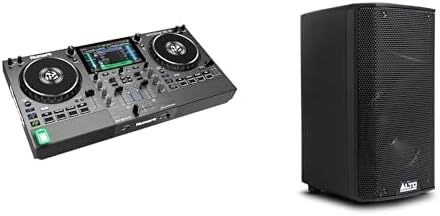 Numark Mixstream Pro Go DJ Controller and ALTO TX410 Powered PA Speakers Pair for Live Music, DJ sets, Events, Music production